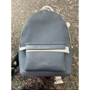 Maison de Sabré Large Backpack Slate Blue Pebbled Leather Gold Hardware NEW